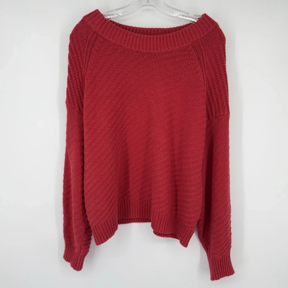 Universal Thread Red‎ Textured Knit Sweater XXL Oversized Chunky Cozy Crewneck